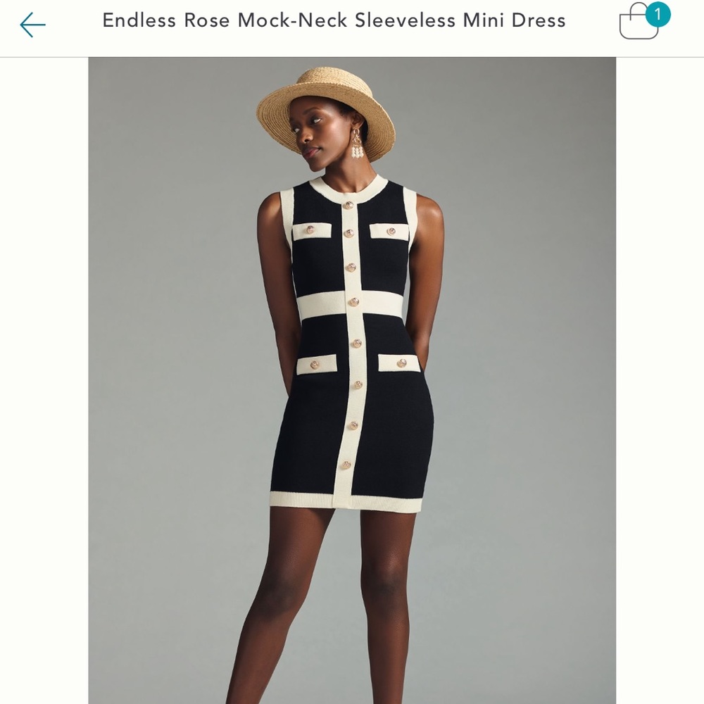 Anthropologie color block sleeveless mock neck sweater dress buttons preppy